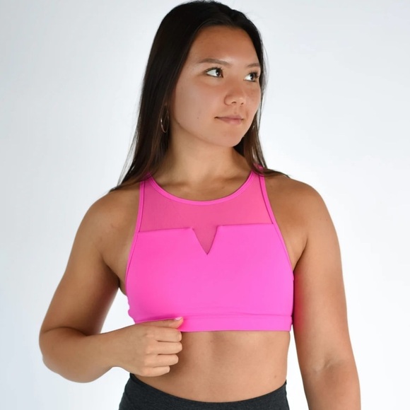 FLEO Maeve Sports Bra Light Support Black Mesh High Neck Racerback Size XS NWT - Picture 4 of 10